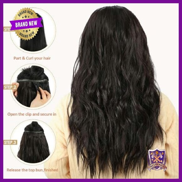 20 Inch Clip-In Hair Extensions 6PCS Long Wavy Thick Synthetic main image 4